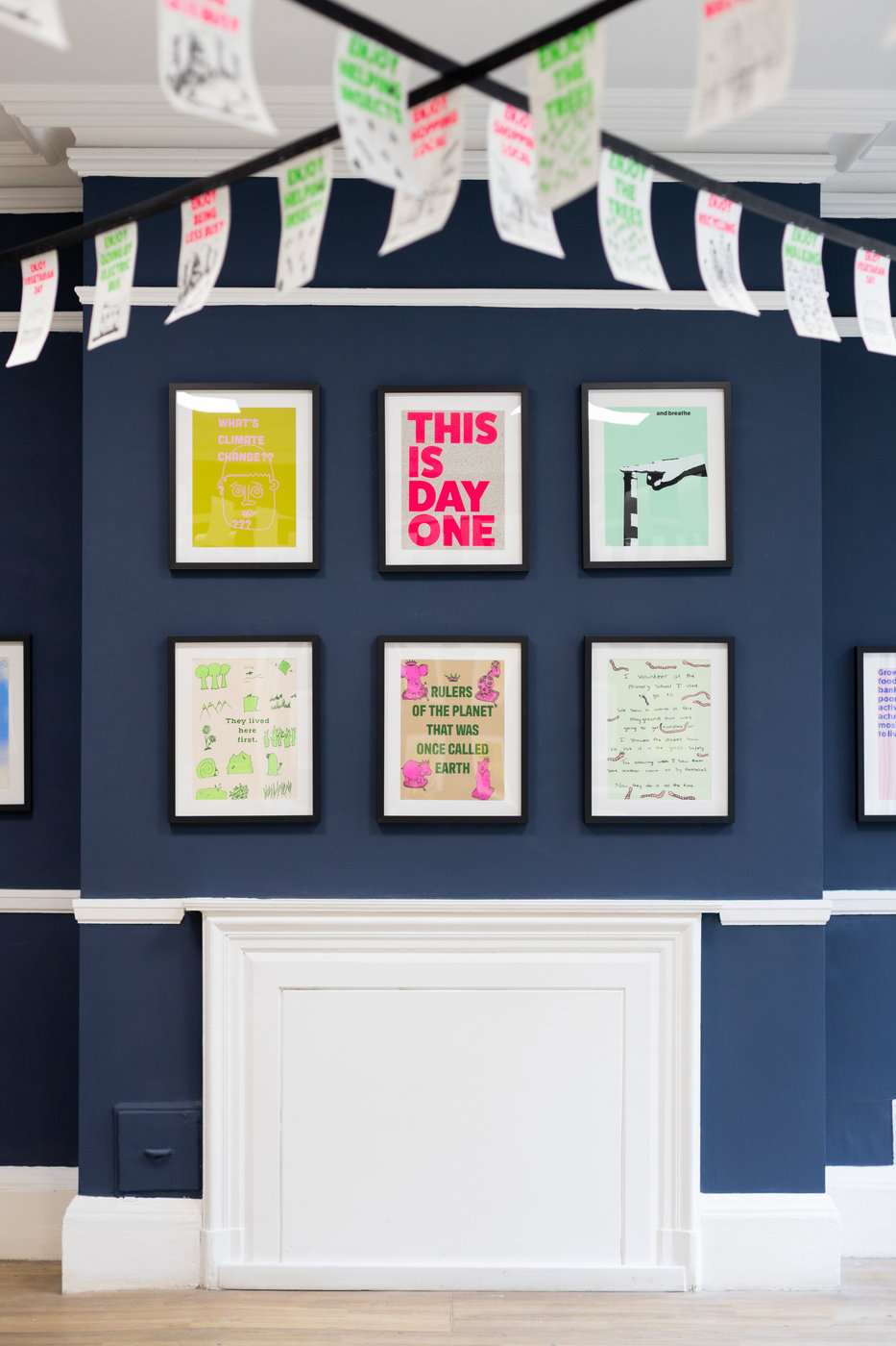 Screen-printed posters made by young people for the Day One Project exhibition